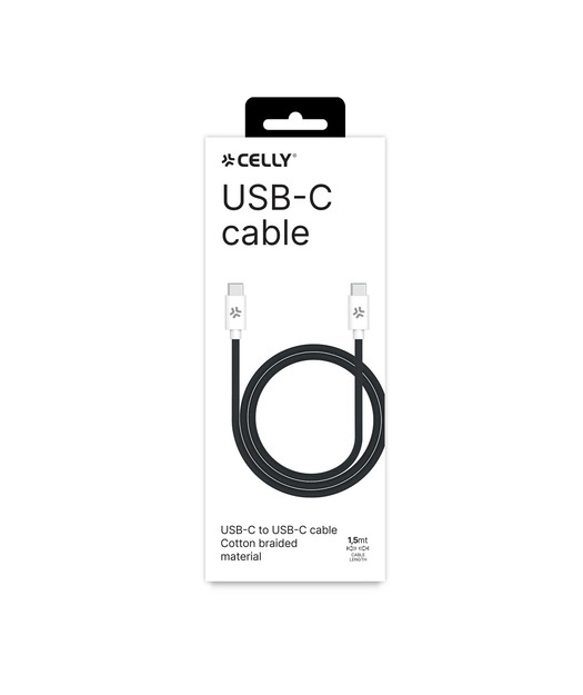 Celly%20USB-C%20to%20USB-C%201.5m%20Cotton%20Kablo%20Siyah
